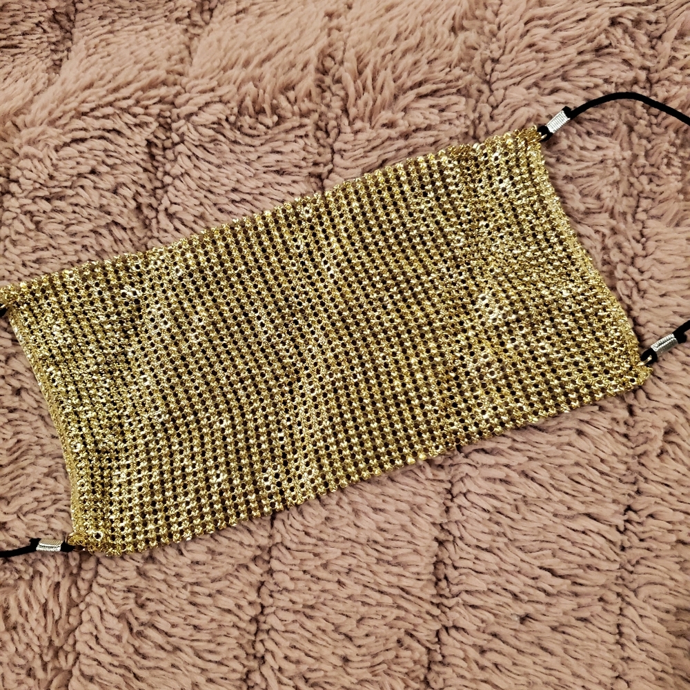Gold bling bling Sequins face mask/face covering - Picture 3 of 4